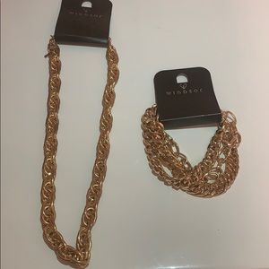 Gold chained necklace and bracelet set/individual
